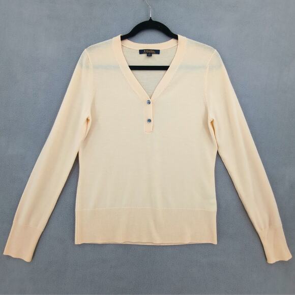 Brooks Brothers Sweater Womens Medium Merino Wool Cream Minimalist Preppy Knit - Picture 1 of 9